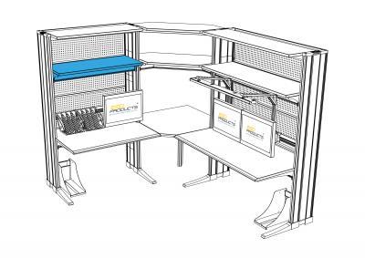 ESD Superstructure System 1200 x 500 mm Knurr Vertiv Workstations Elicon Consoles ESD Products